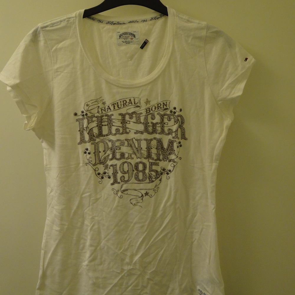 Hilfiger Denim white top t-shirt x-large xl